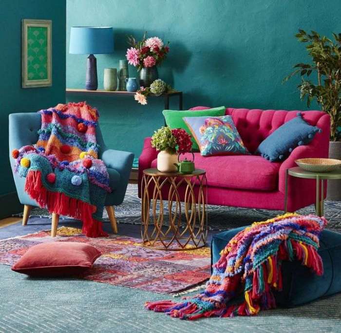 Boho wohnzimmer bunt